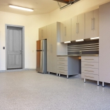 Wasatch-Park-City-Garage-Utah-Promontory-refrigerator-cabinets-epoxy-Stainless-Steel-countertop-LED-light