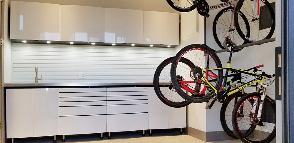Utah-garage-chrome-sink-metal-cabinets-bicycles