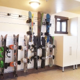 Utah-Park-City-Wasatch-garage-window-storeWALL-Garage-Snowboard-Organizer-Stainless-Steel-countertop-wood-white-cabinets-woodshop