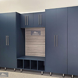 Wasatch-Park-City-Garage-Utah-Garage-blue-Luxury-wood-Cabinets-ski-helmet-boot-cabinets